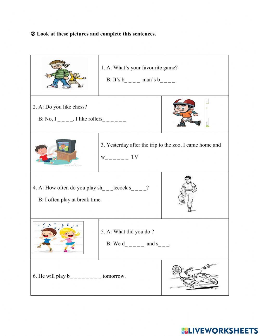 Practice test - Unit 8 Sports and games - TEST 1