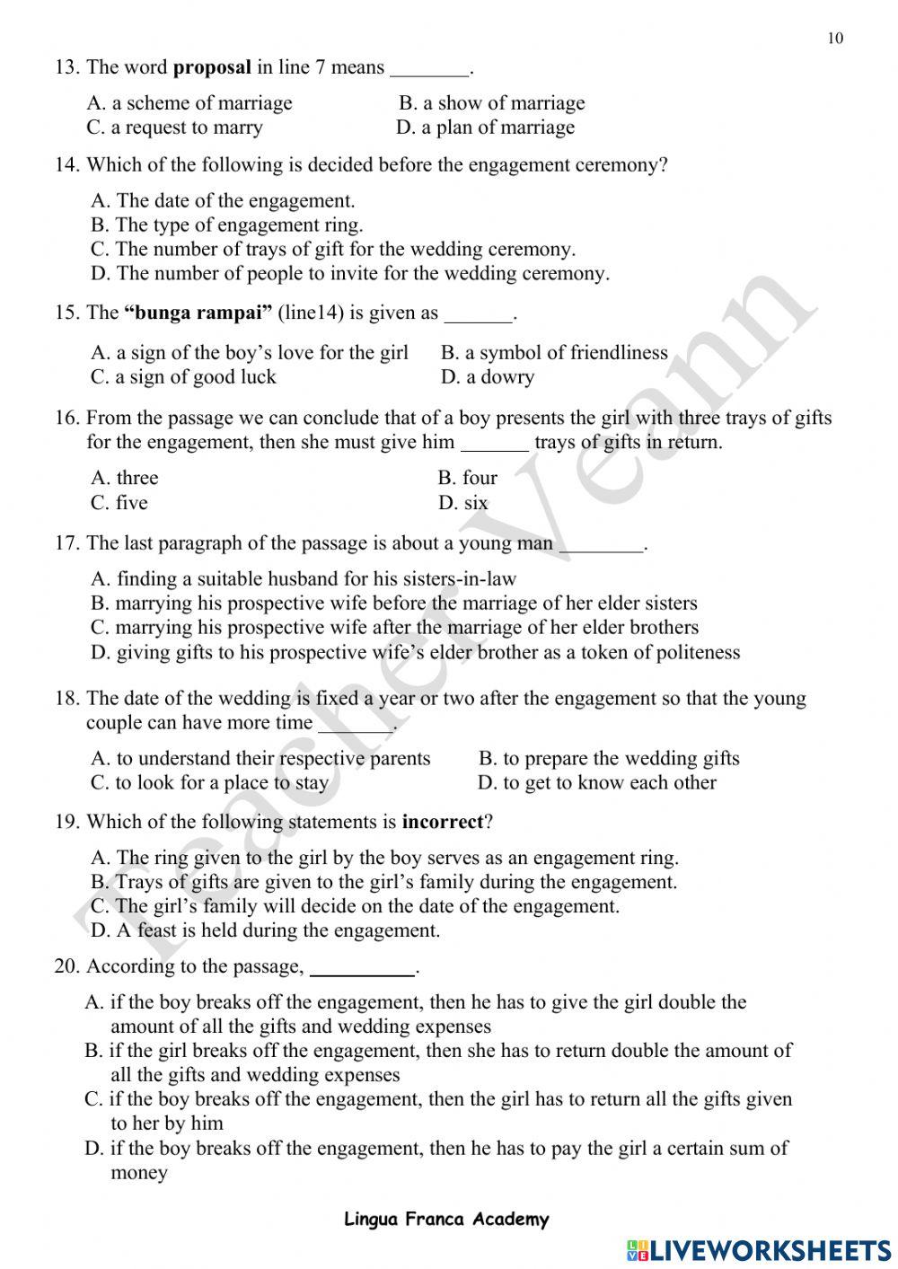 Comprehension April week 2