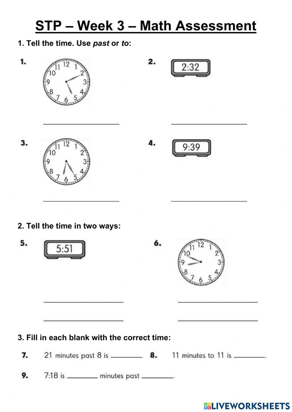 STP - Week 3 - Math Assessment STP - Week 3 - Math Assessment