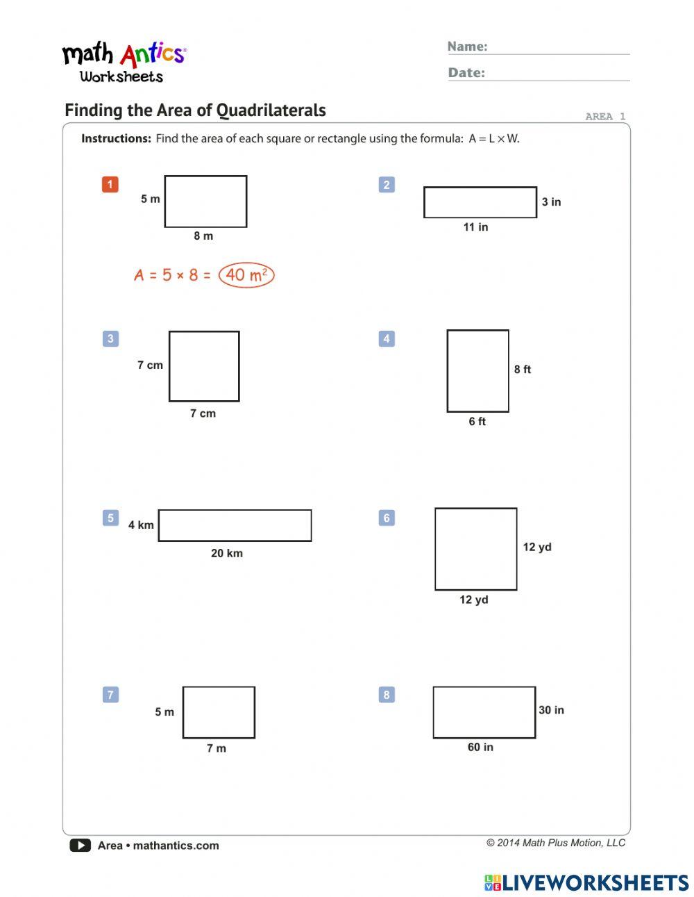 Math Antics Area Worksheet LiveWorksheets 6973316 Math Antics Area Worksheet LiveWorksheets 6973316