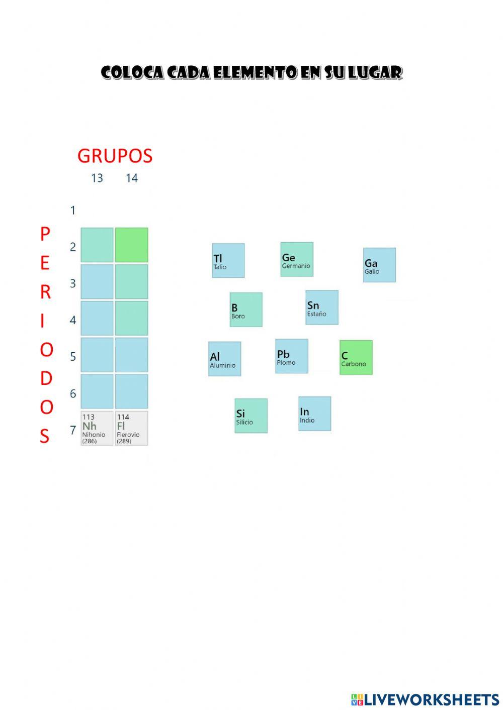 TABLA PERIÓDICA: GRUPOS 13 Y 14