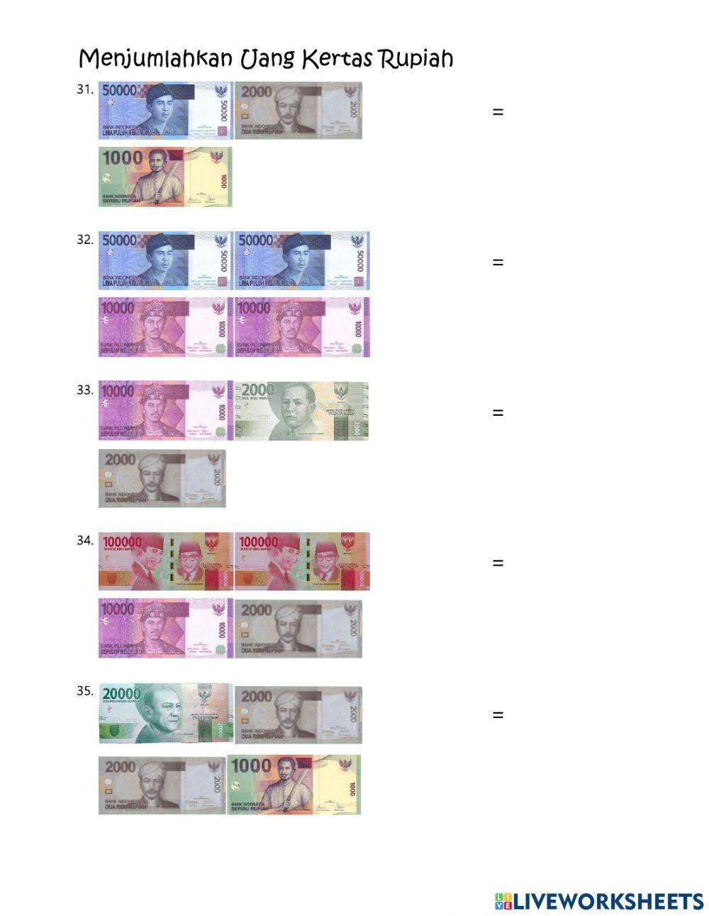 Menjumlahkan Uang Kertas Rupiah -4