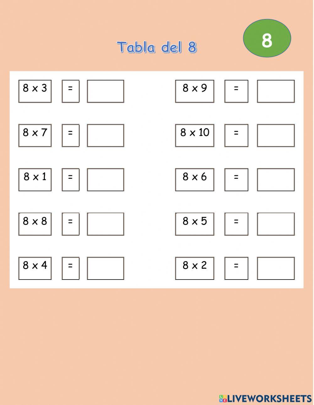 Tabla del 8