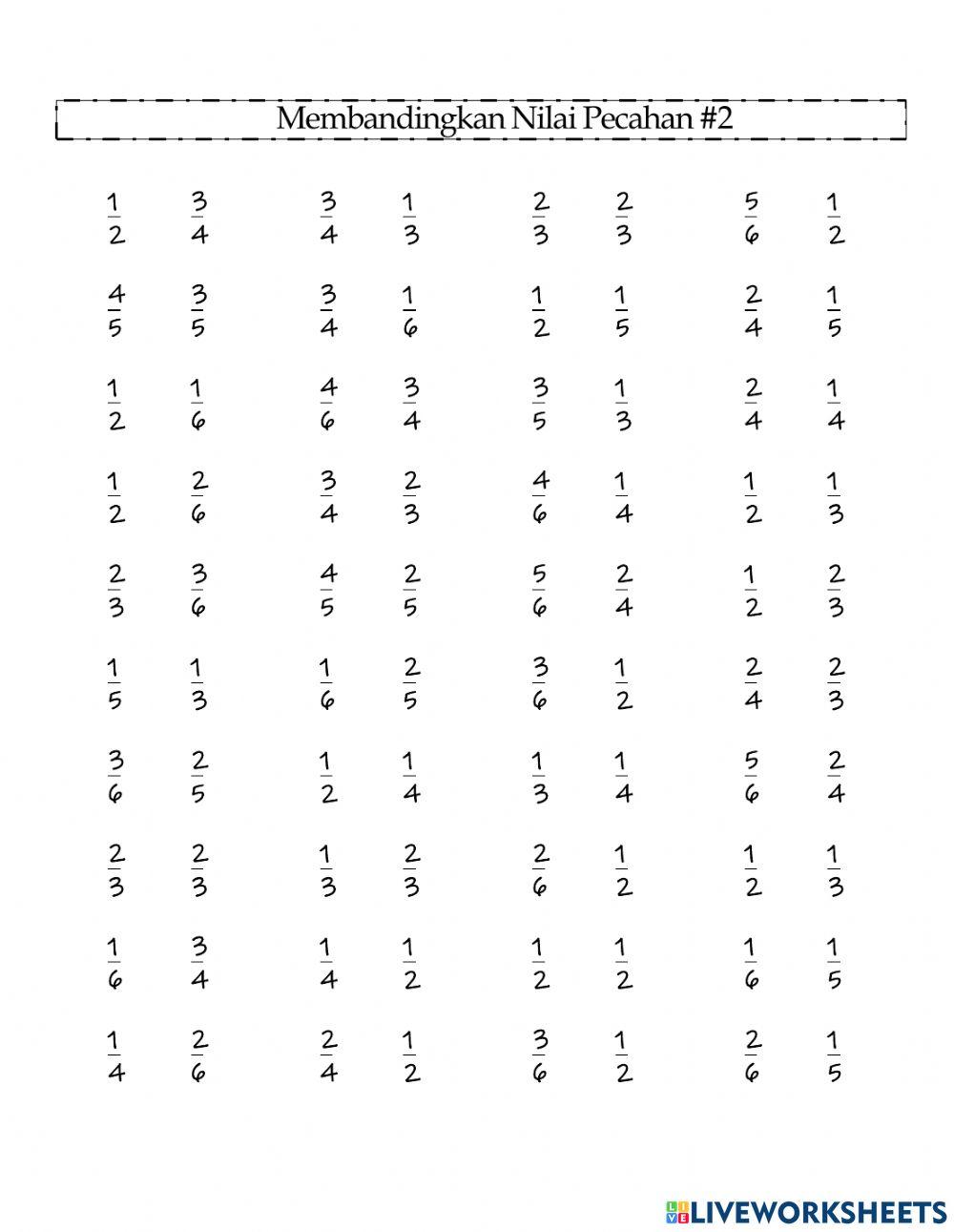 Membandingkan Nilai Pecahan-2
