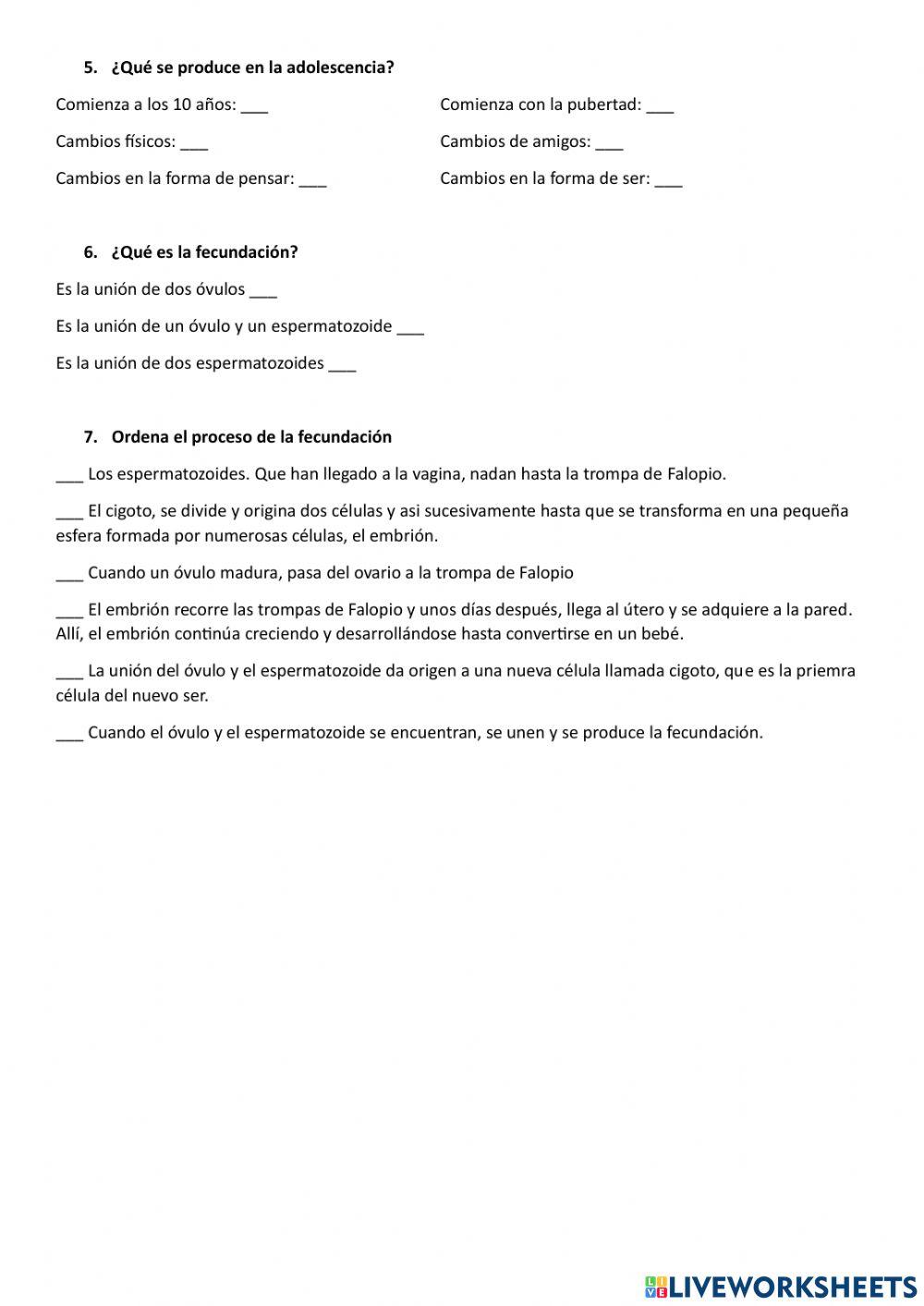 Las células sexuales y la fecundación