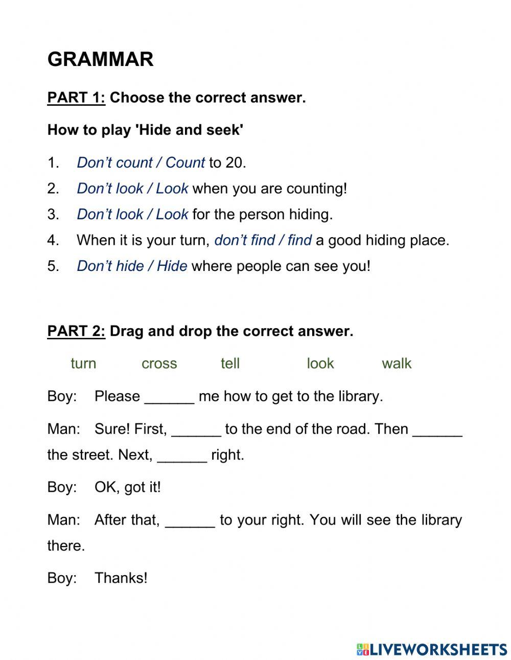 Kid test 1 - Grammar