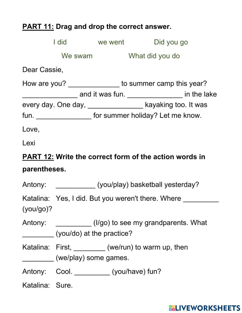 Kid test 1 - Grammar