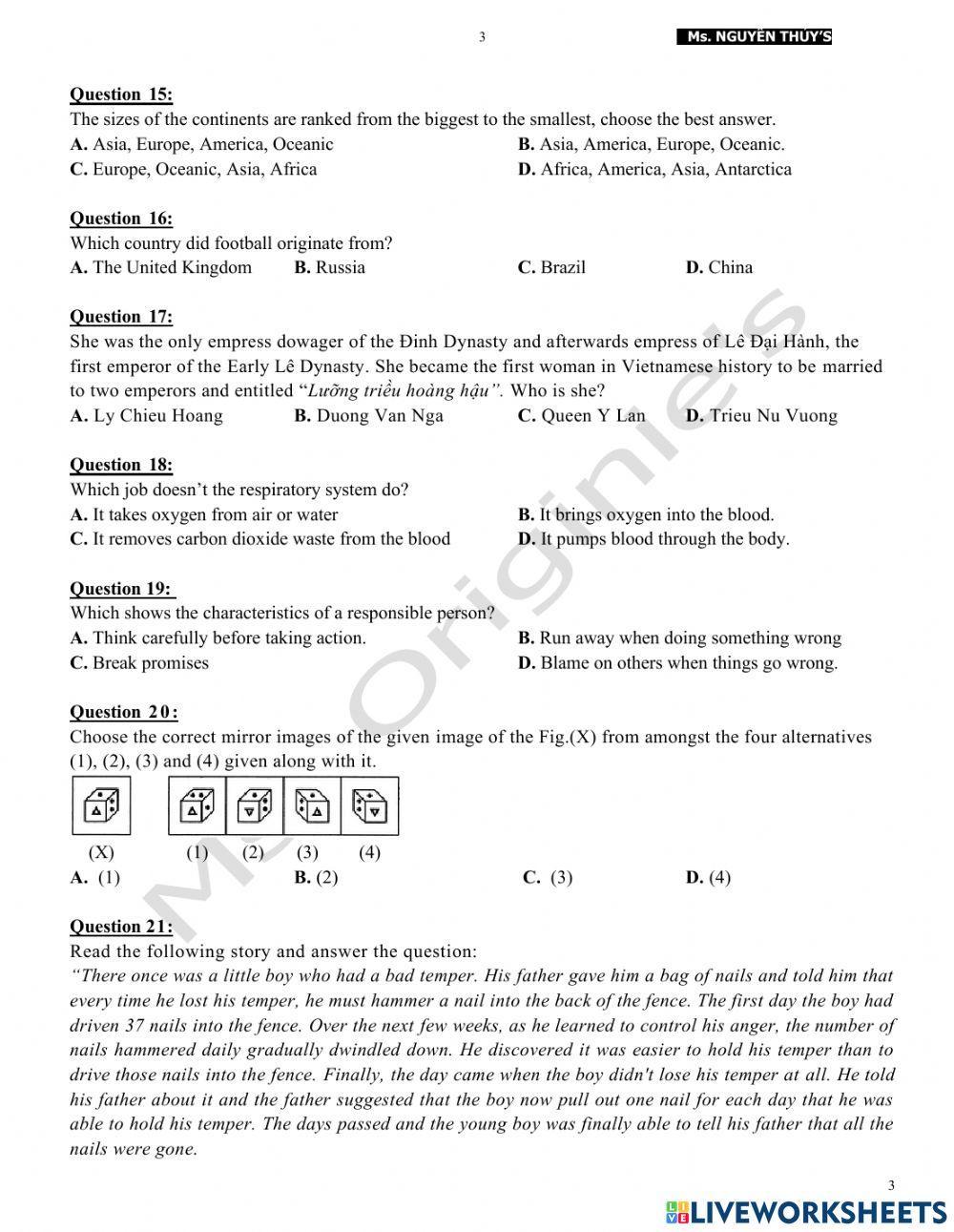 MCQ - TEST 37