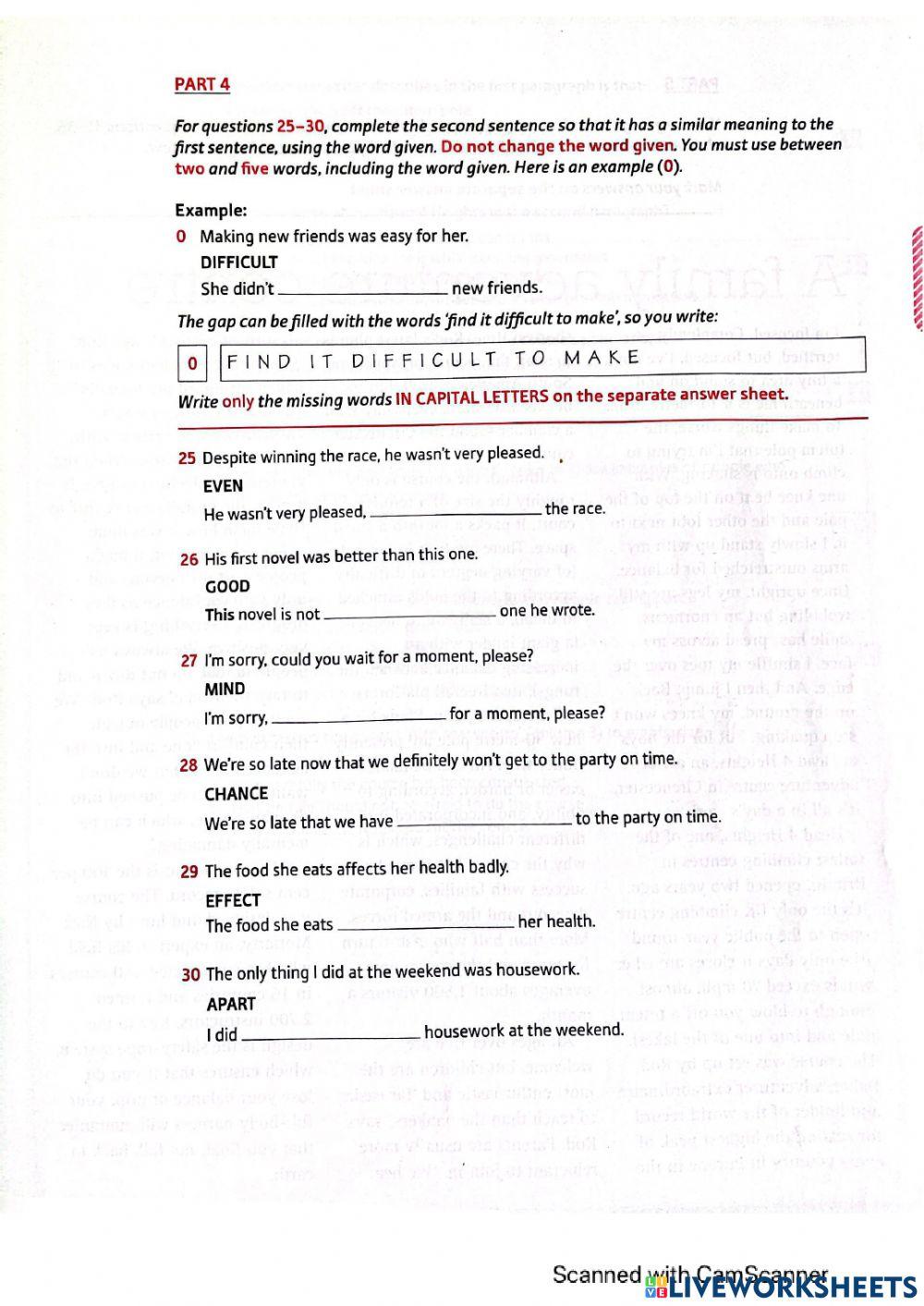 FIRST TEST 1 READING - USE OF ENGLISH