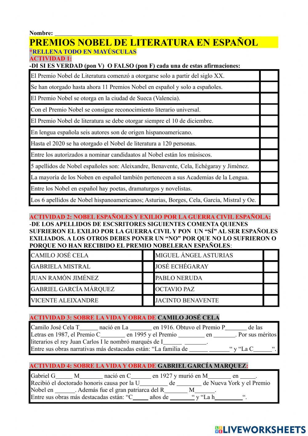 Premios nobel en español