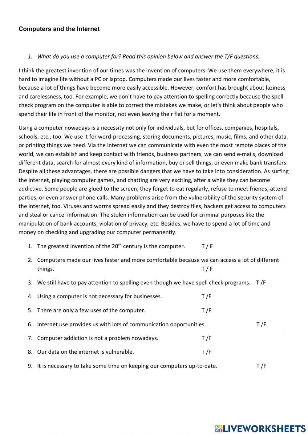 Computers and the internet