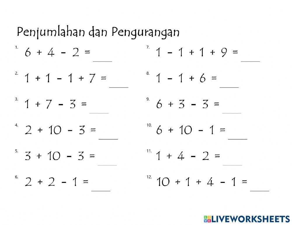 Penjumlahan dan Pengurangan-1