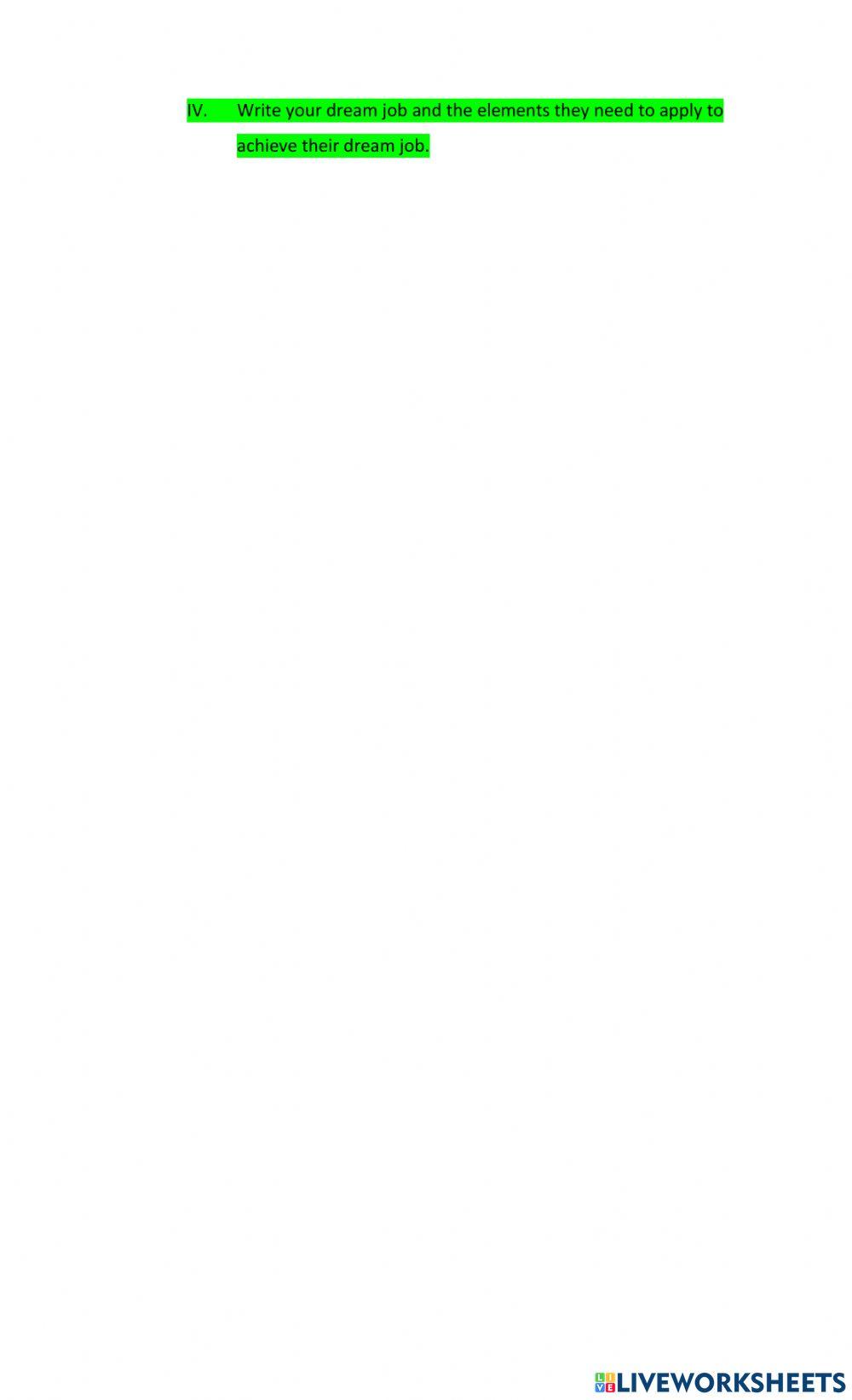 11th Grade Dream Job