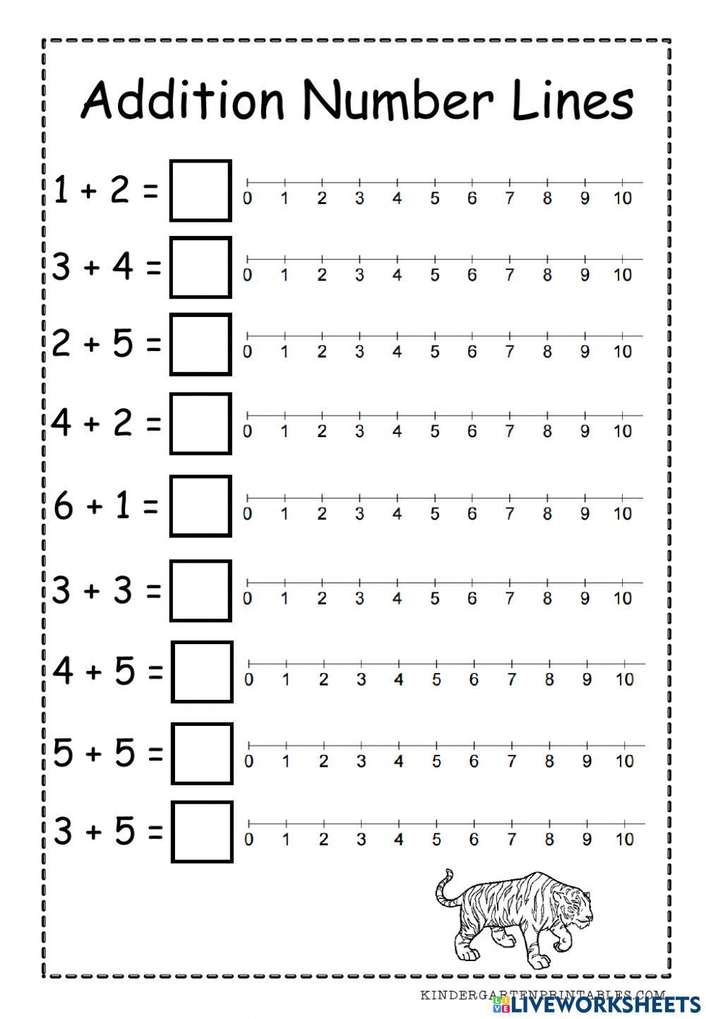 Adiciones en la recta numérica para primero