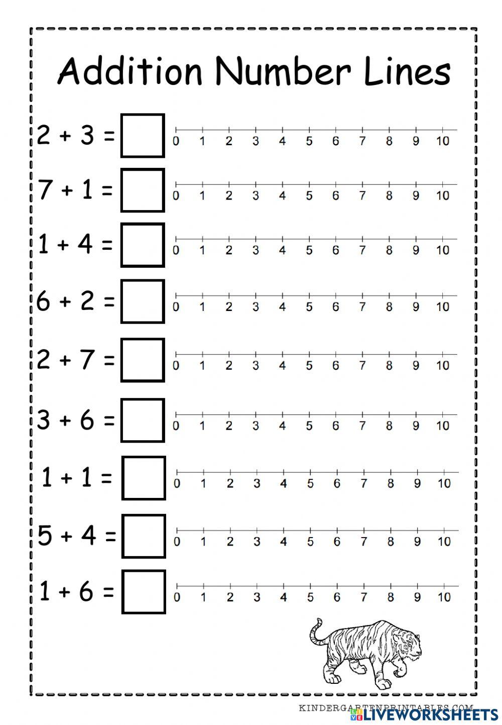 Adiciones en la recta numérica para primero