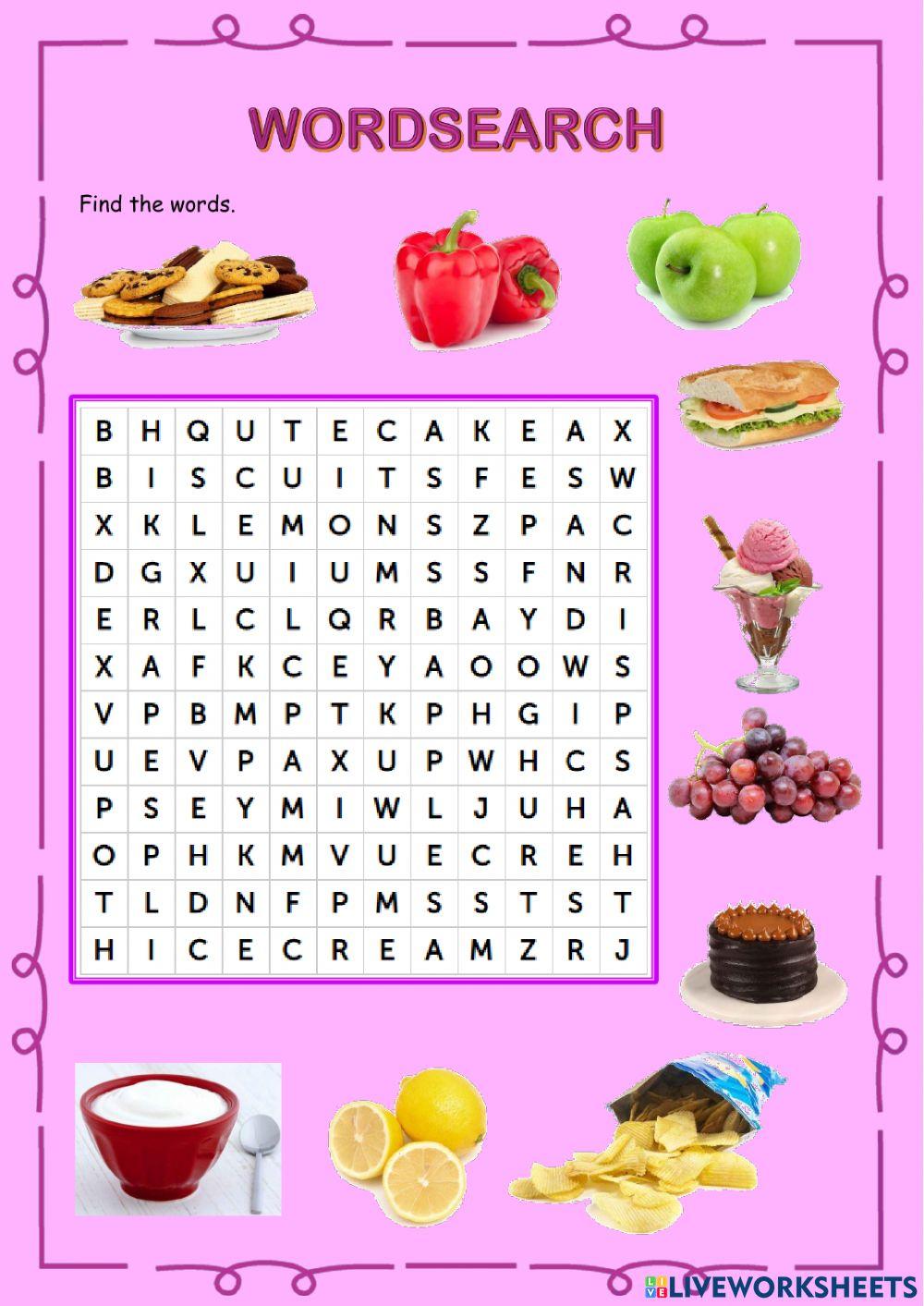 Food wordsearch