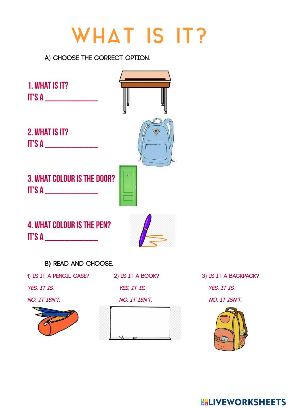 What is it? (Classroom objects)