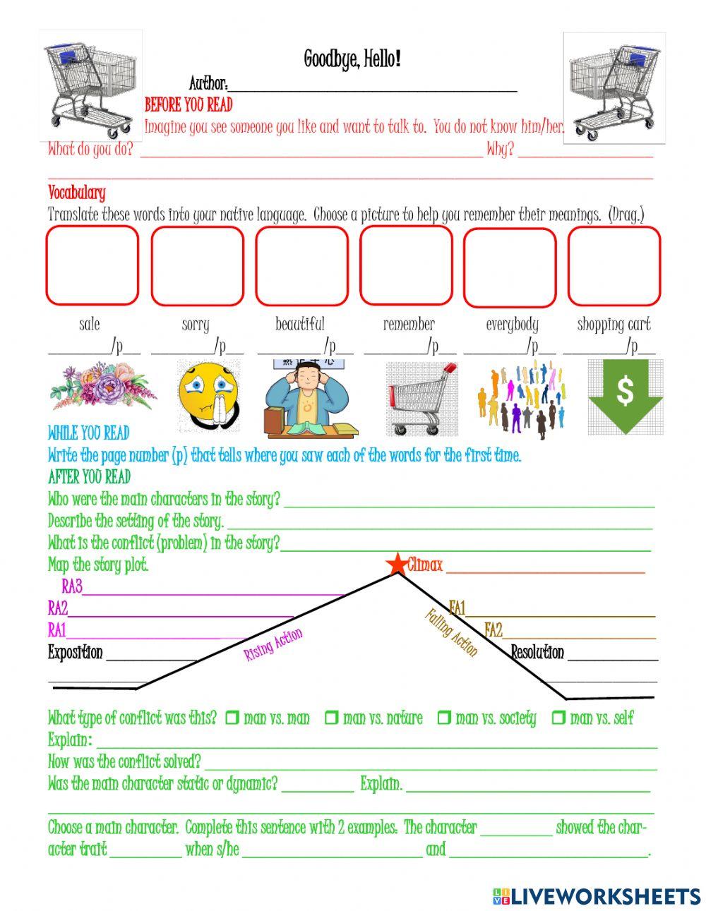 Hello Good-bye Reading Comprehension