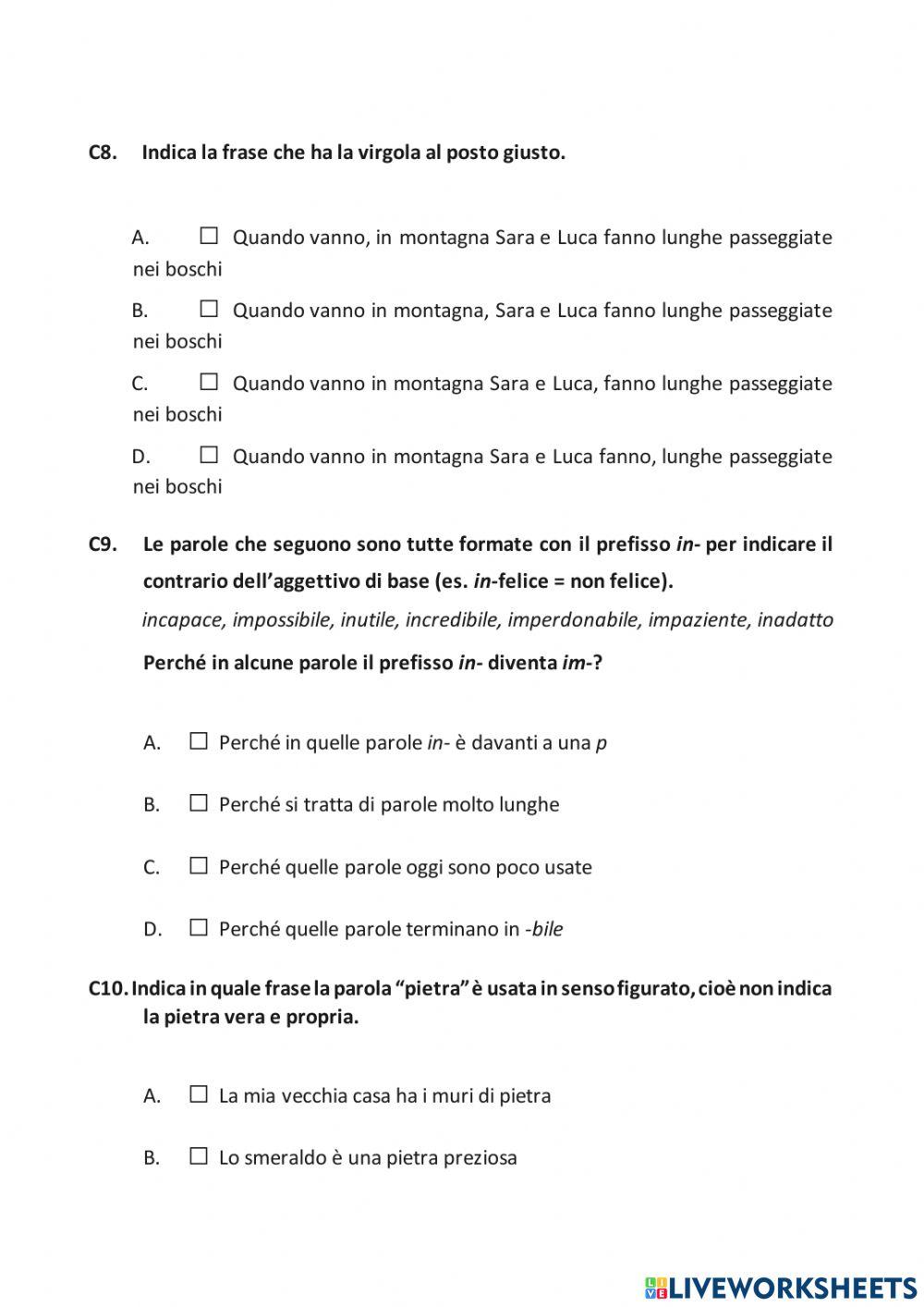 Prova Invalsi anno 2021-22 terza parte