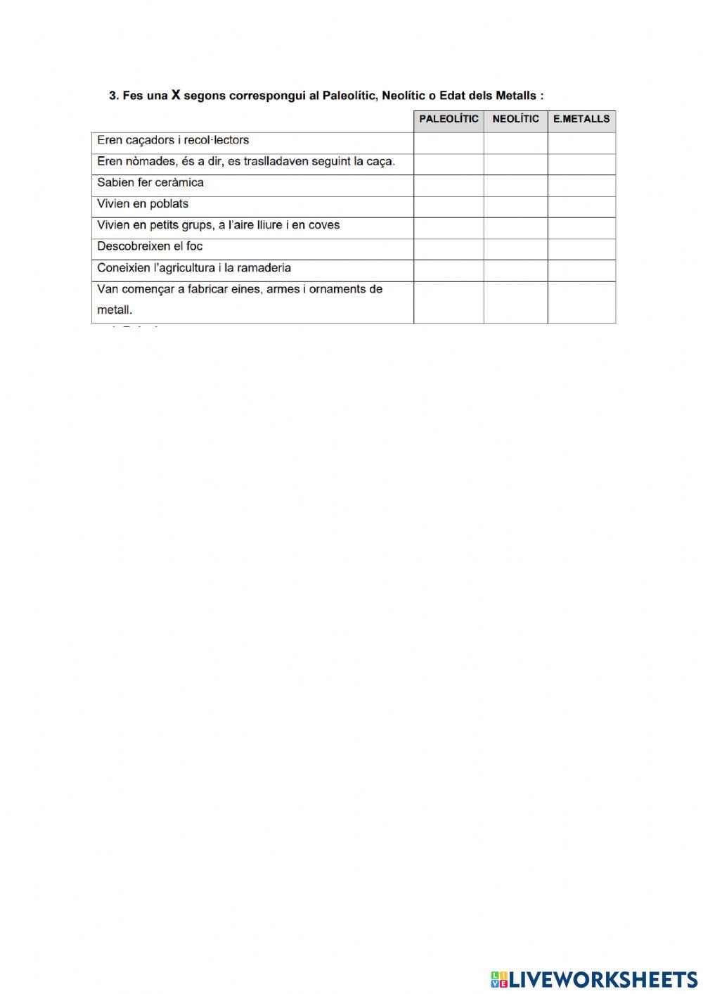 Prehistòria: Etapes