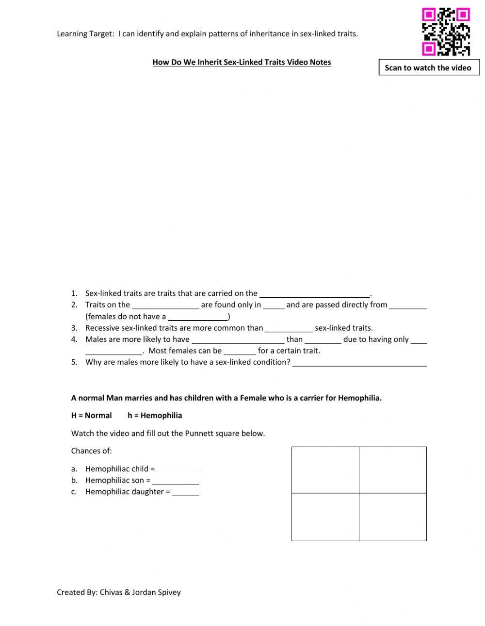 Sex-Linked Traits video notes with video