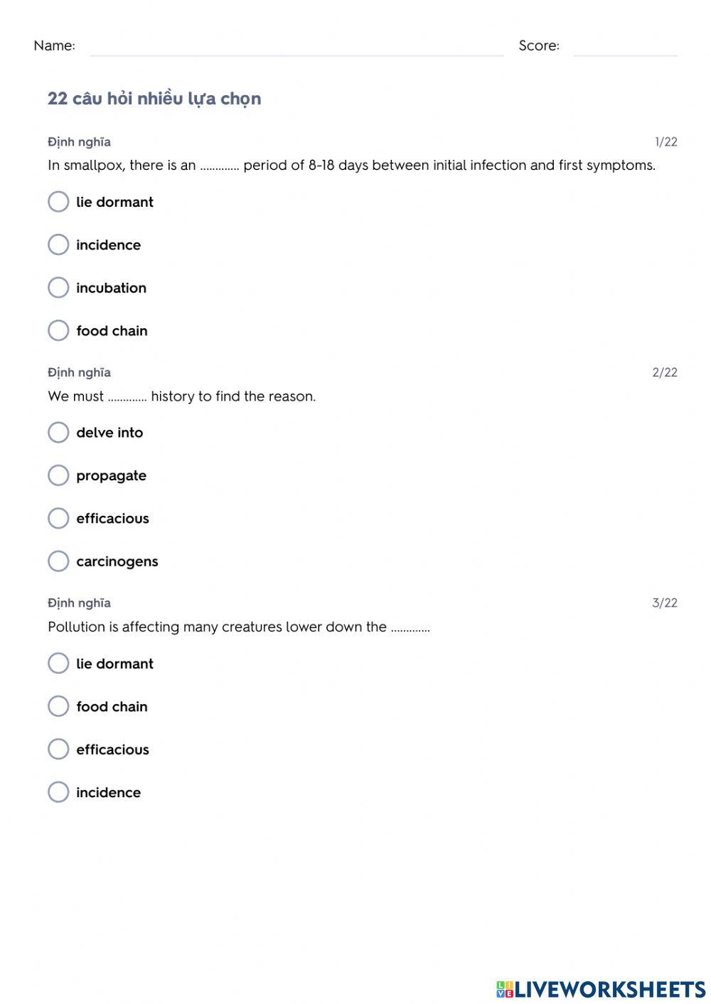 TRS6 - Biology (2) - Vocab test