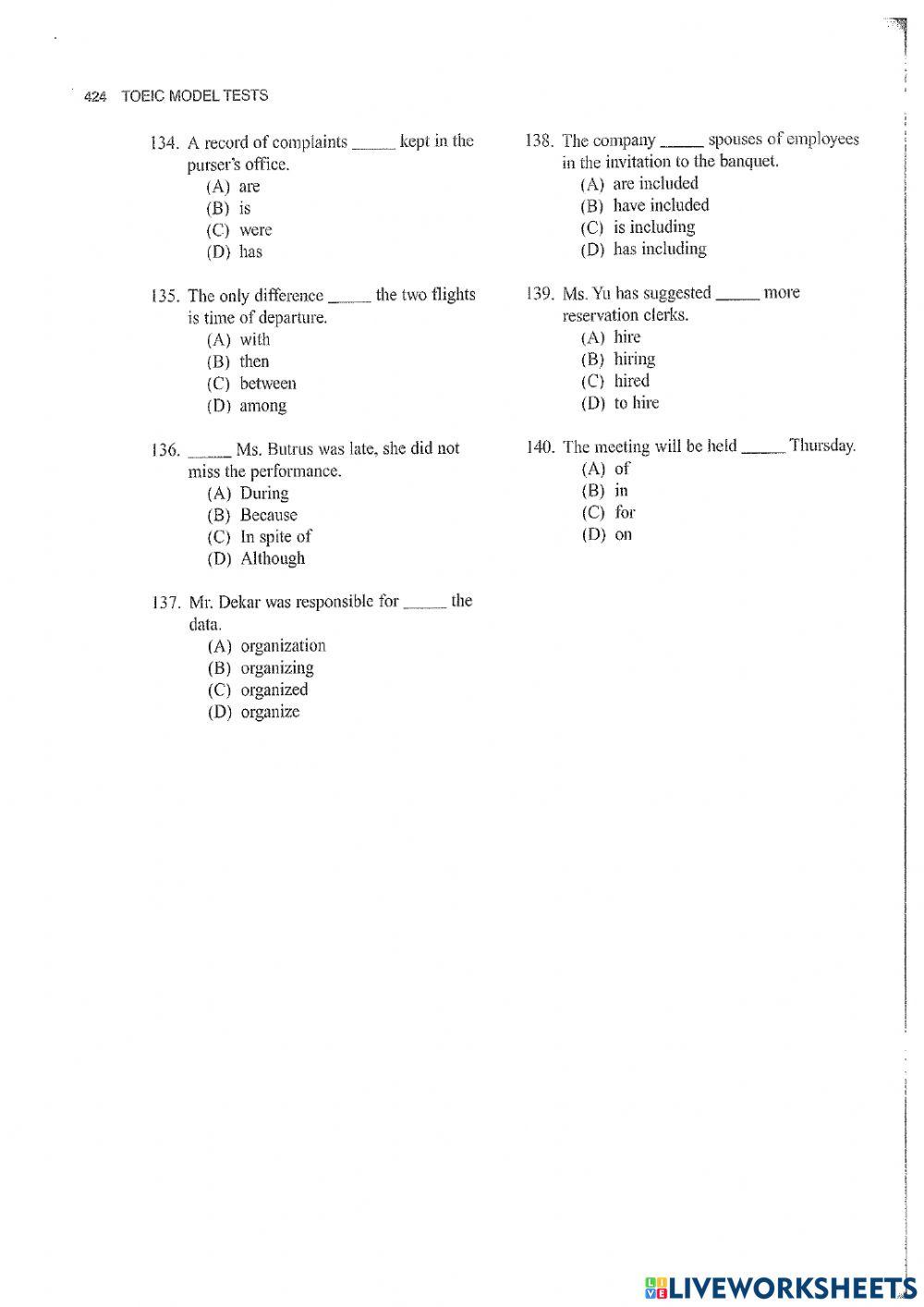 TOEIC Incomplete sentences & Text Completion