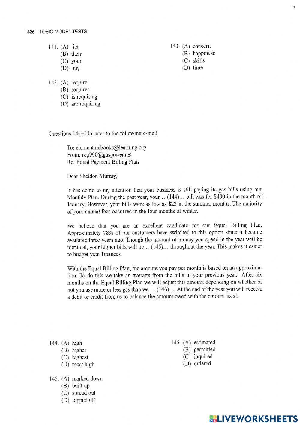 TOEIC Incomplete sentences & Text Completion