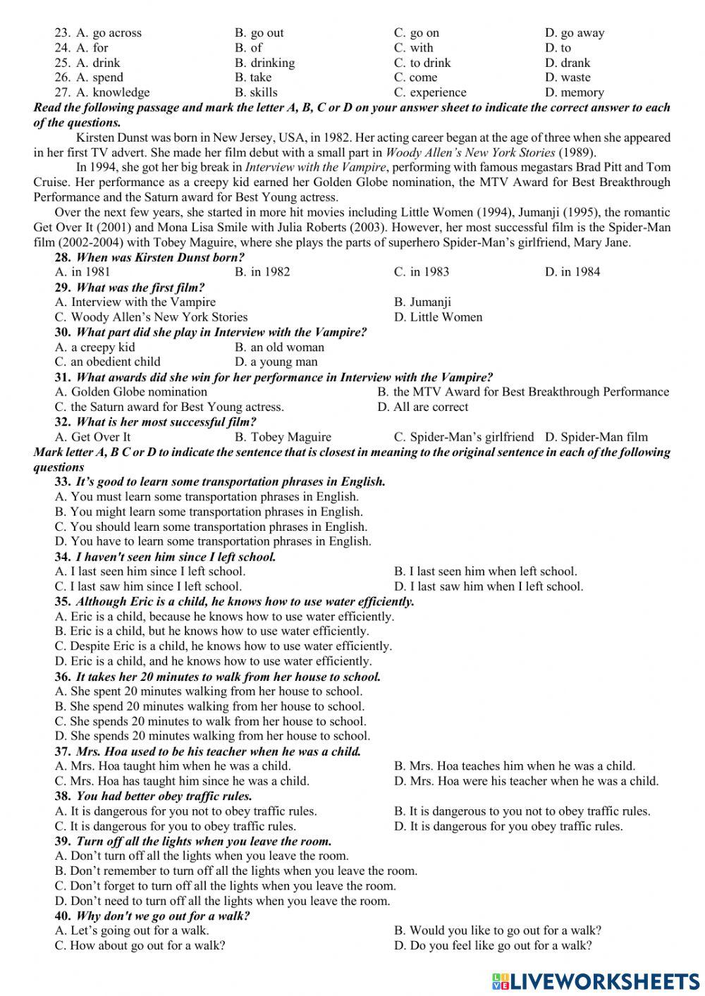 Eng 7 - second end term test 6