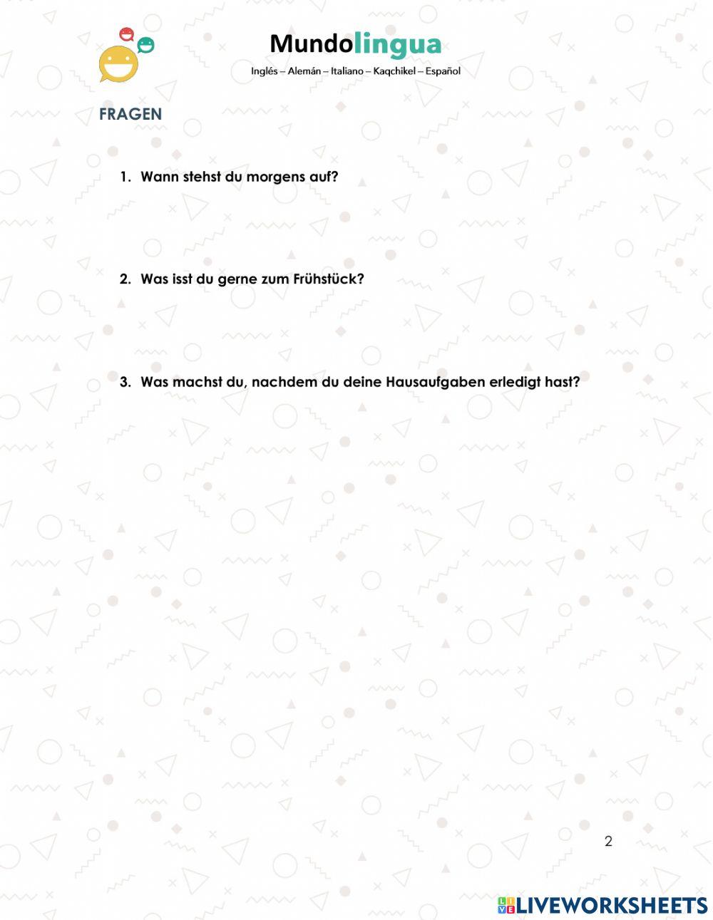 Leseverstehen A2: Mein Tagesablauf in der Woche