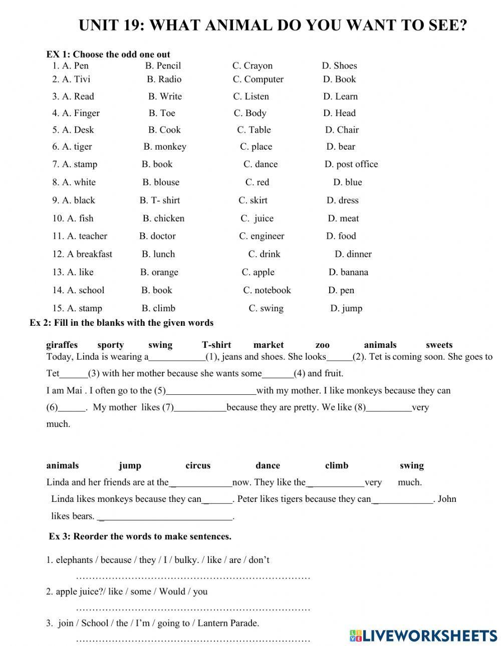 Unit 19: WHAT ANIMAL DO YOU WANT TO SEE?