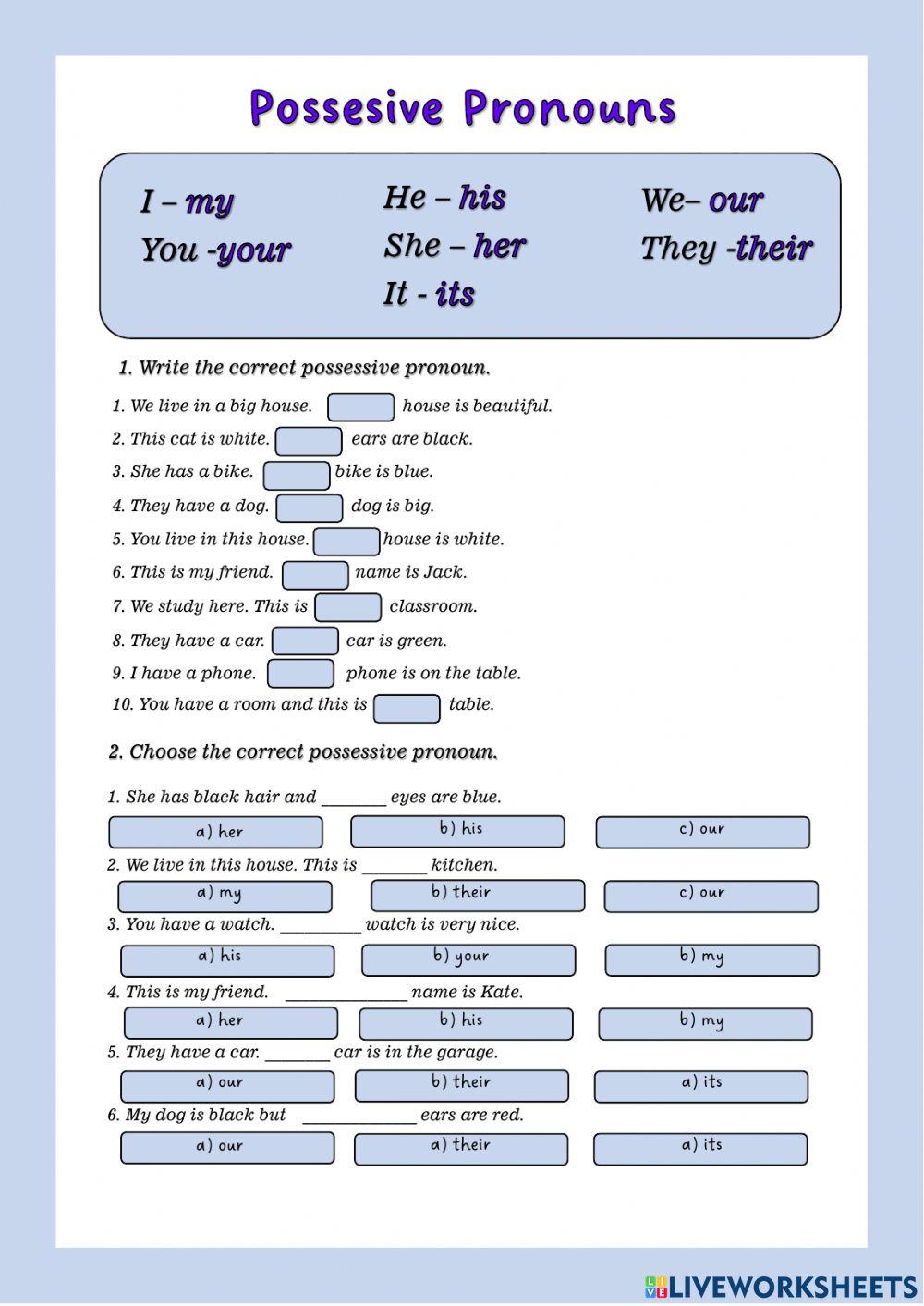Possesive Pronouns Possesive Pronouns