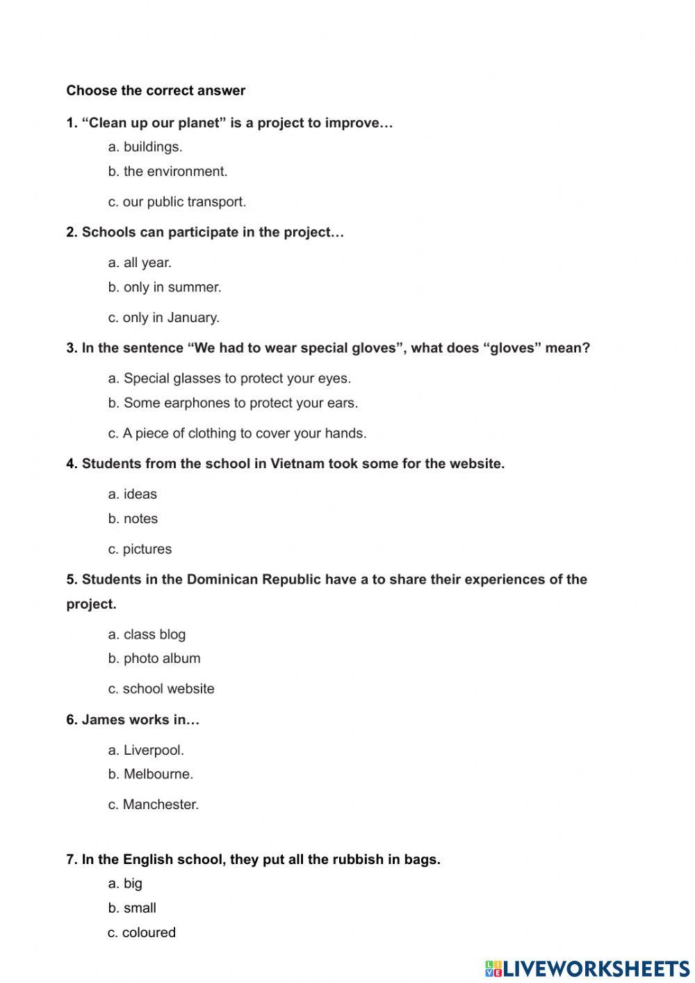 Cleaning the environment