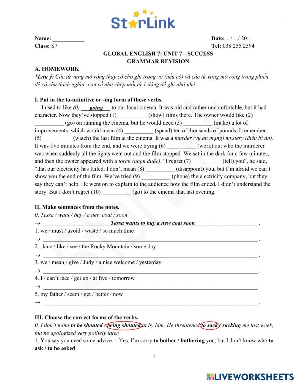 Viet Teacher-S7-Week 32-U7-Gram Revision