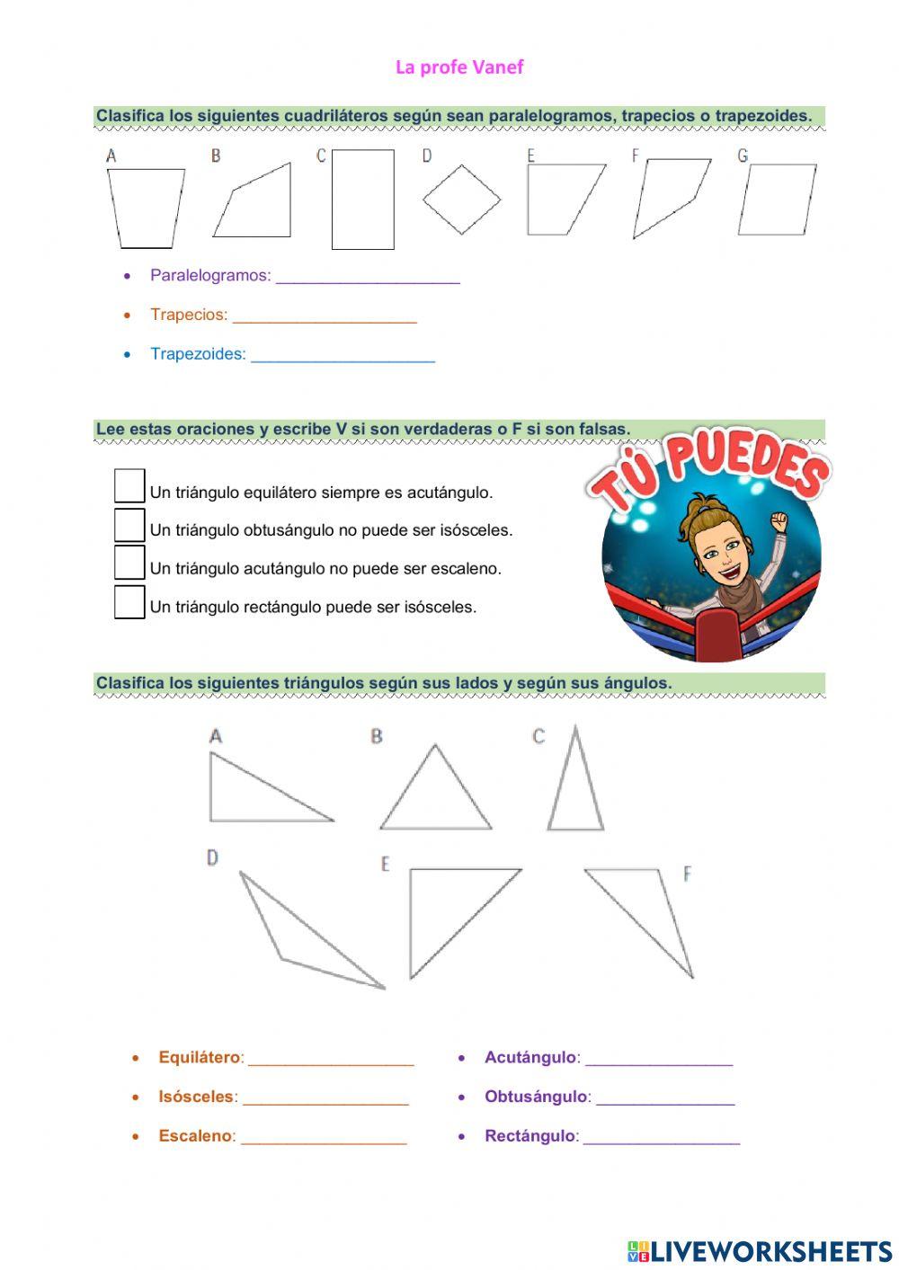 Polígonos, paralelogramos, triángulos, circunferencia y círculo