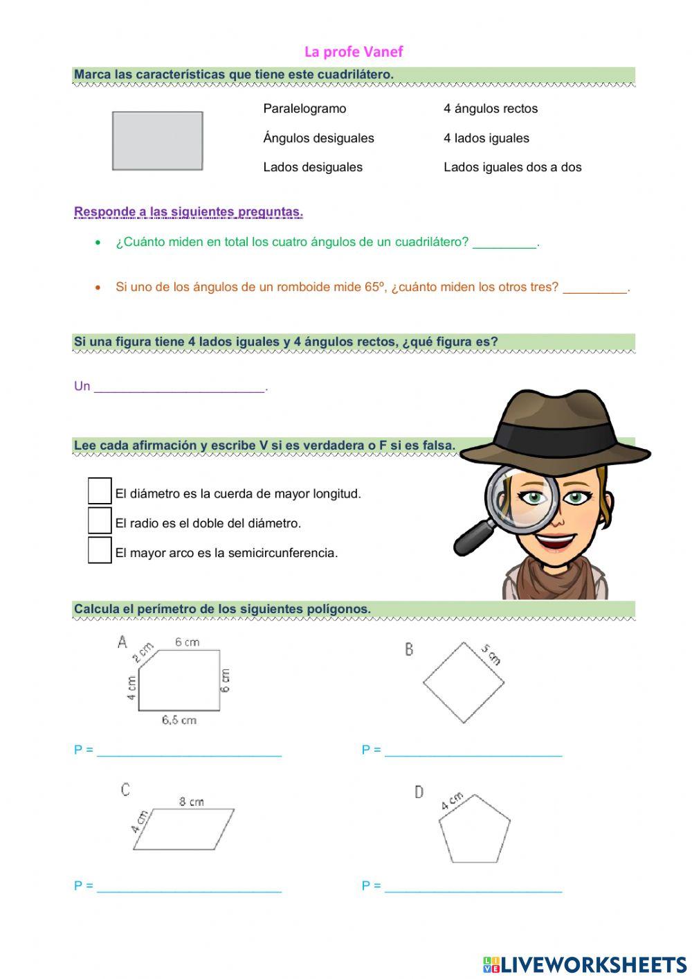 Polígonos, paralelogramos, triángulos, circunferencia y círculo