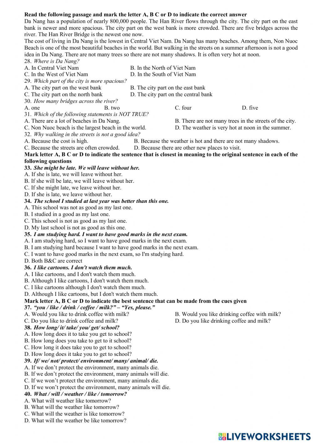 Eng 6 - second end term test 3