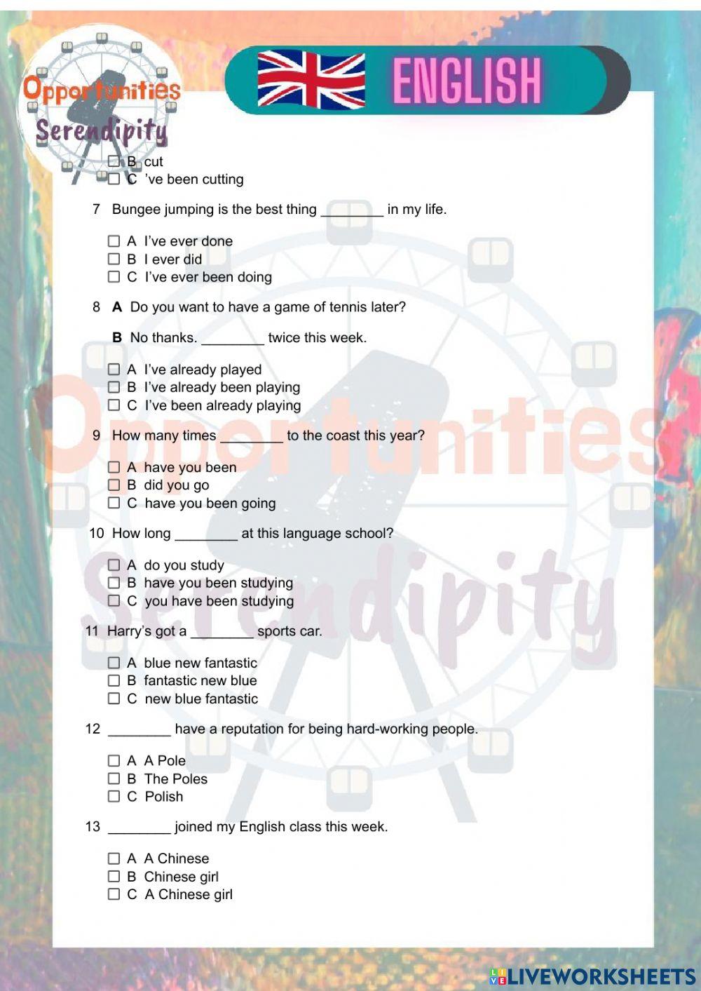 Quicktest 2, upper-intermediate