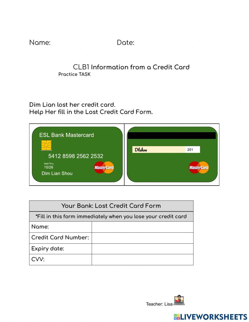 CLB 1: Credit Card Information