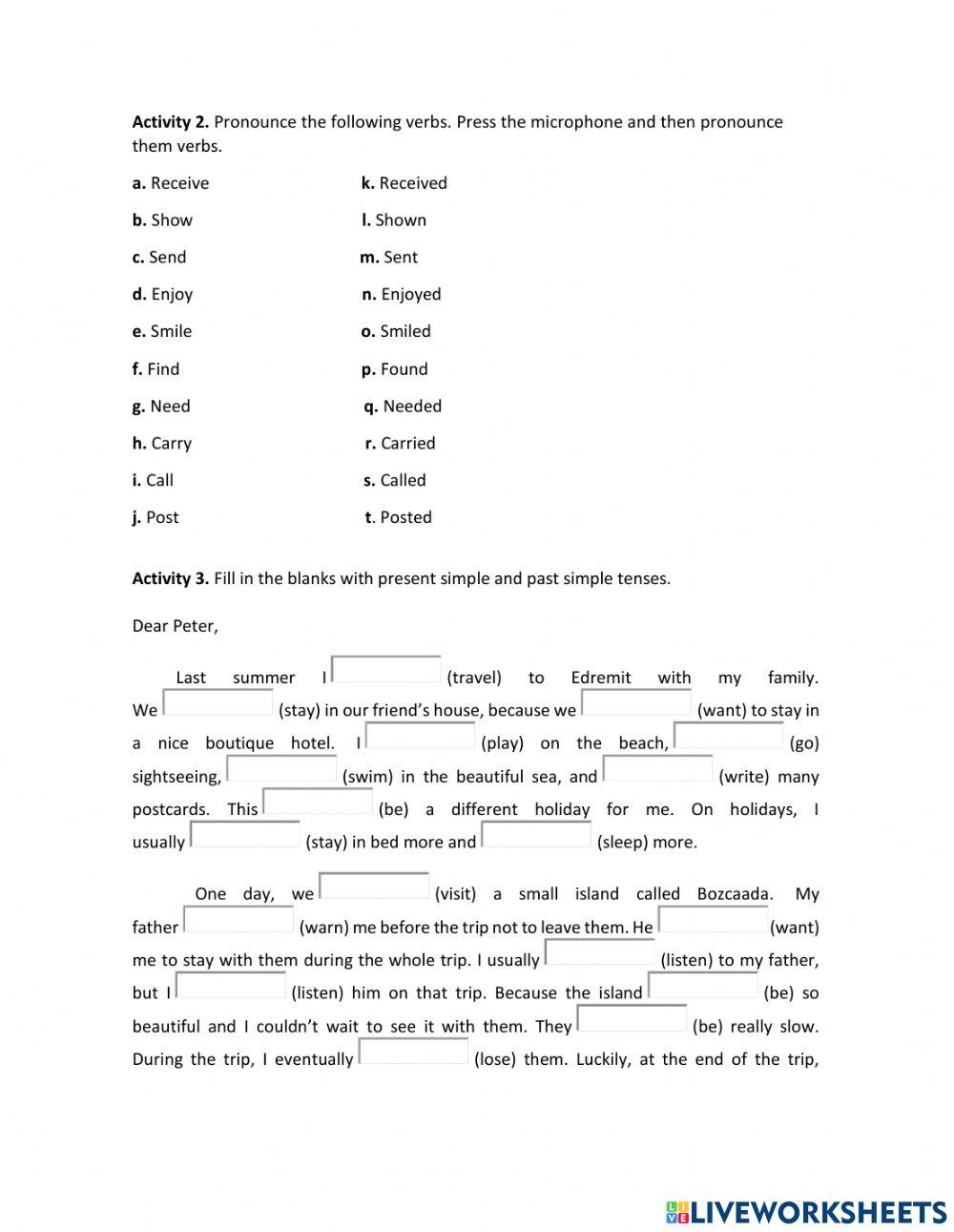 Revision of grammar tenses