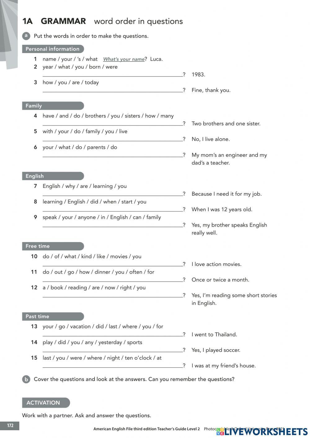 Word order - Questions