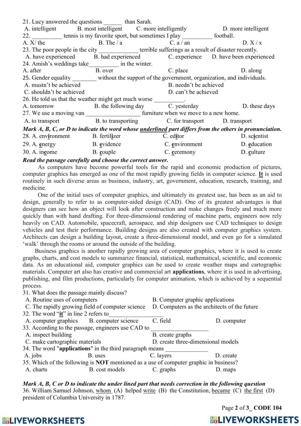 Eng 10 - second end term test 1