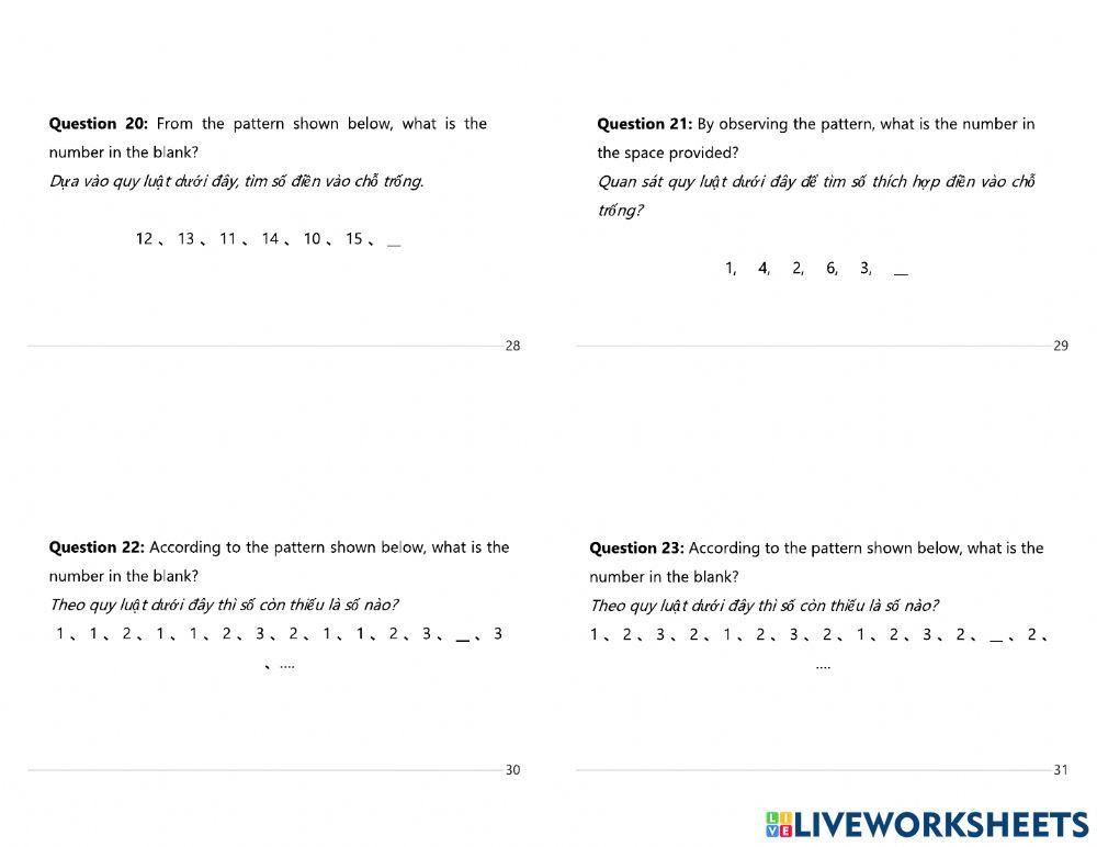 Dãy số có quy luật