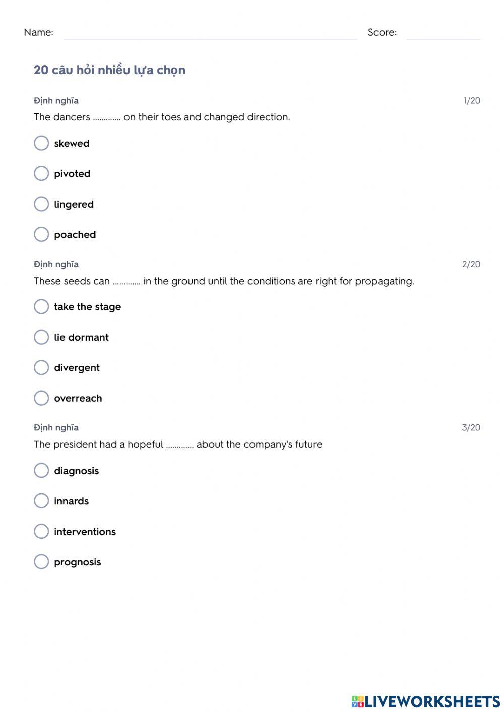 TRS6 - Part 2 - 4 themes - Vocab tests