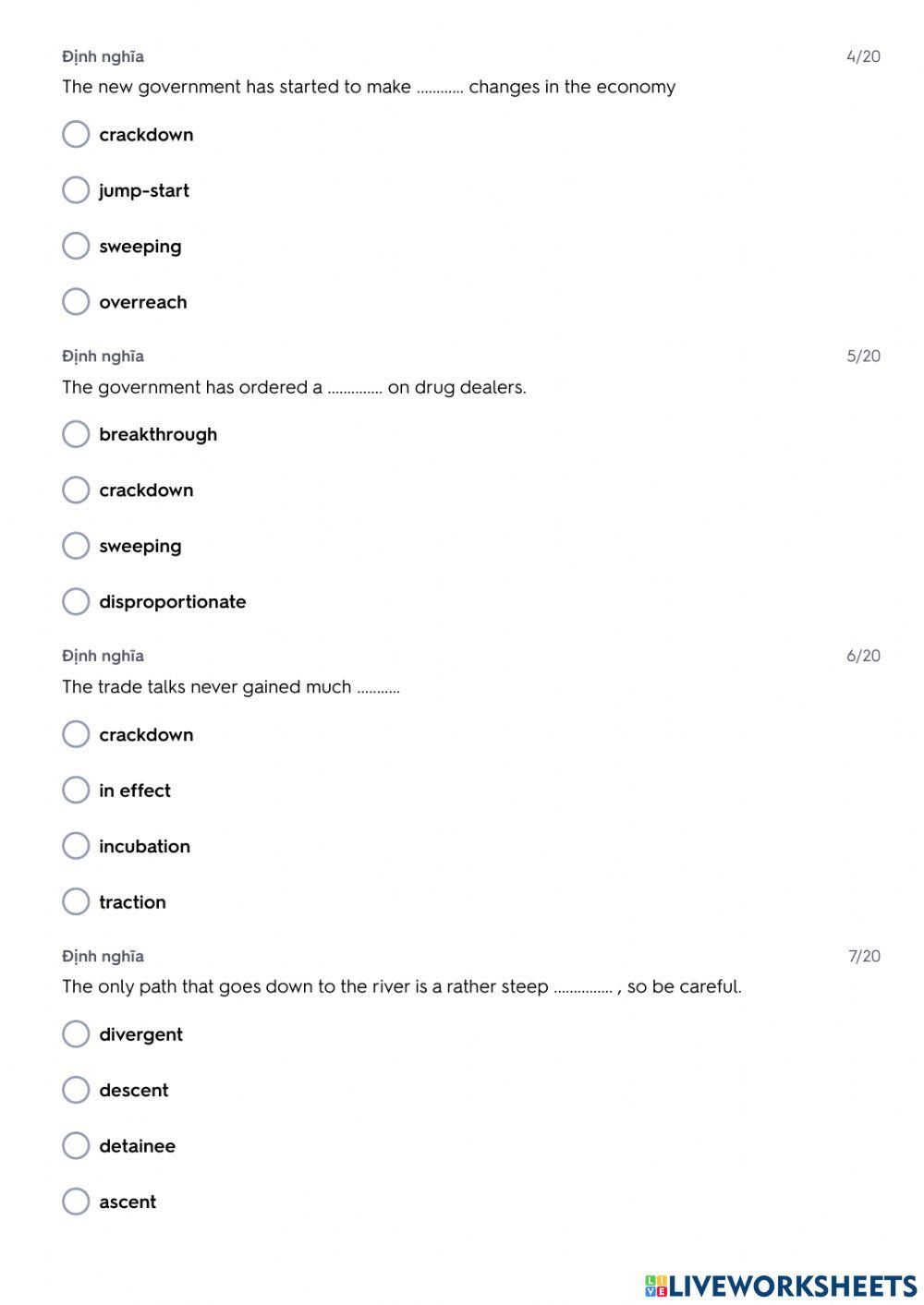 TRS6 - Part 2 - 4 themes - Vocab tests