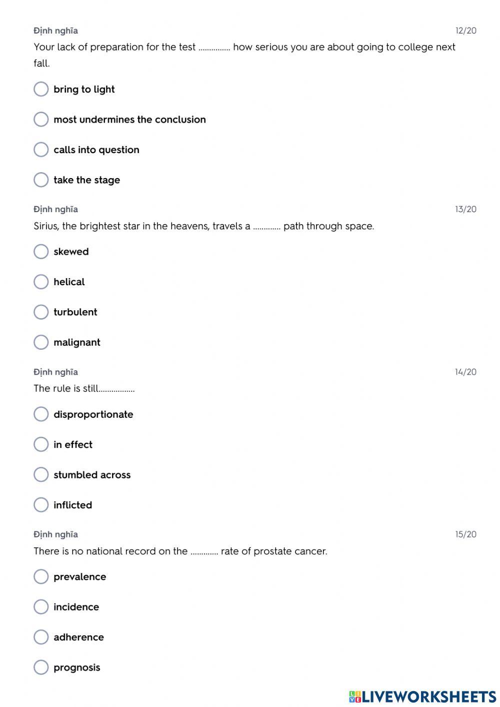 TRS6 - Part 2 - 4 themes - Vocab tests