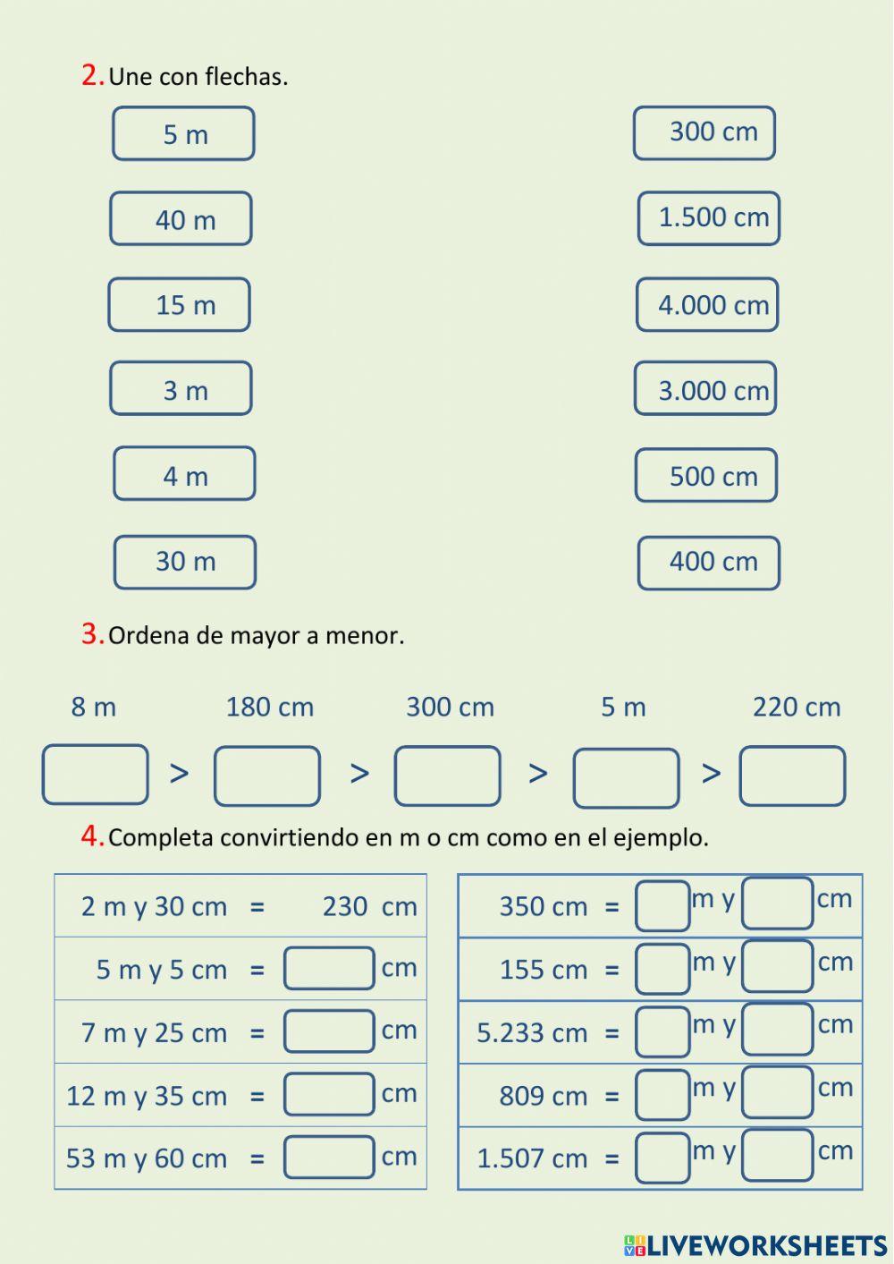 Medida: metro y centímetro
