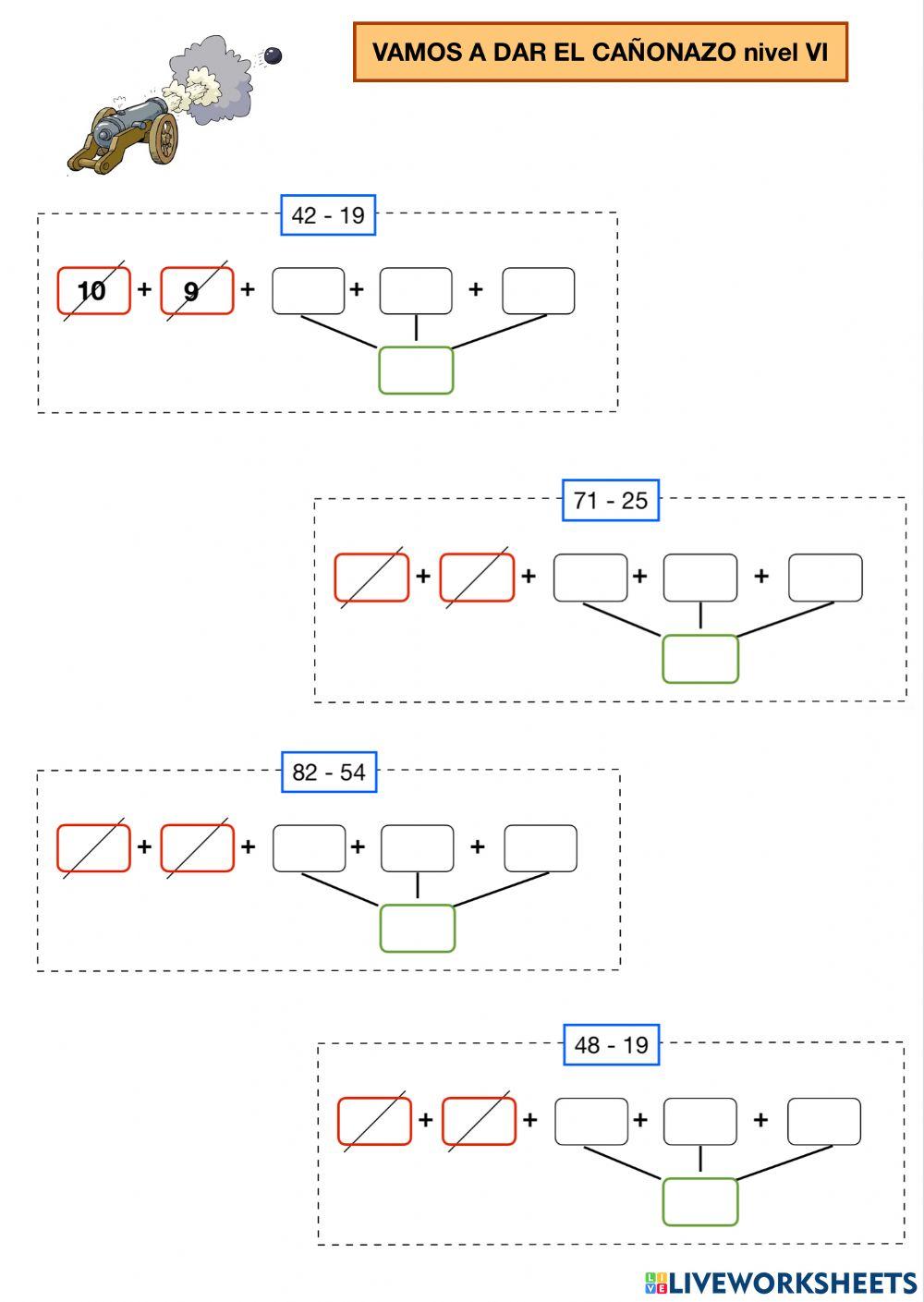 RESTAS CON LLEVADAS nivel VI
