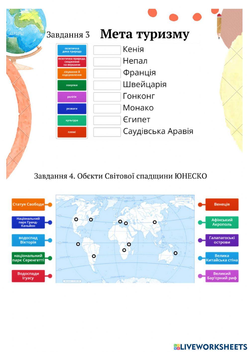 Туризм. Об'єкти Світової спадщини ЮНЕСКО