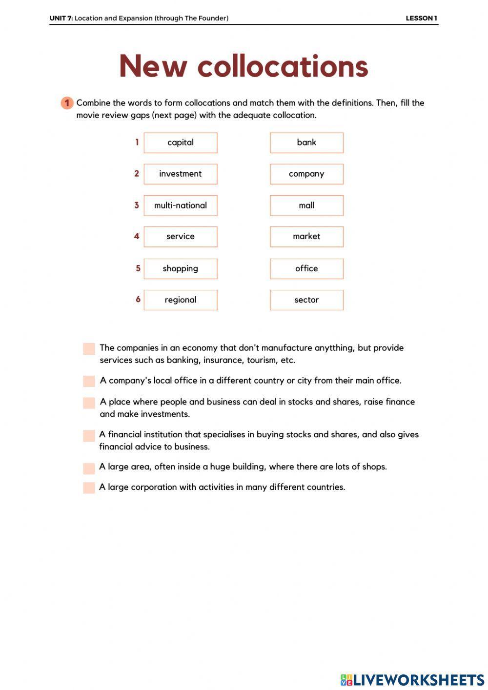 LESSON 1: New collocations